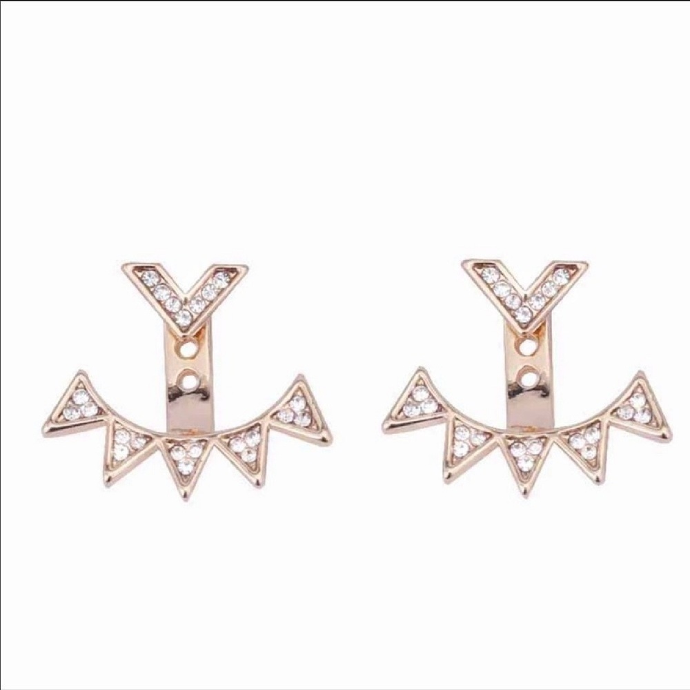 HOST PICK! 🎉 Last 1! Gold Crystal Spike Earrings - Picture 2 of 3